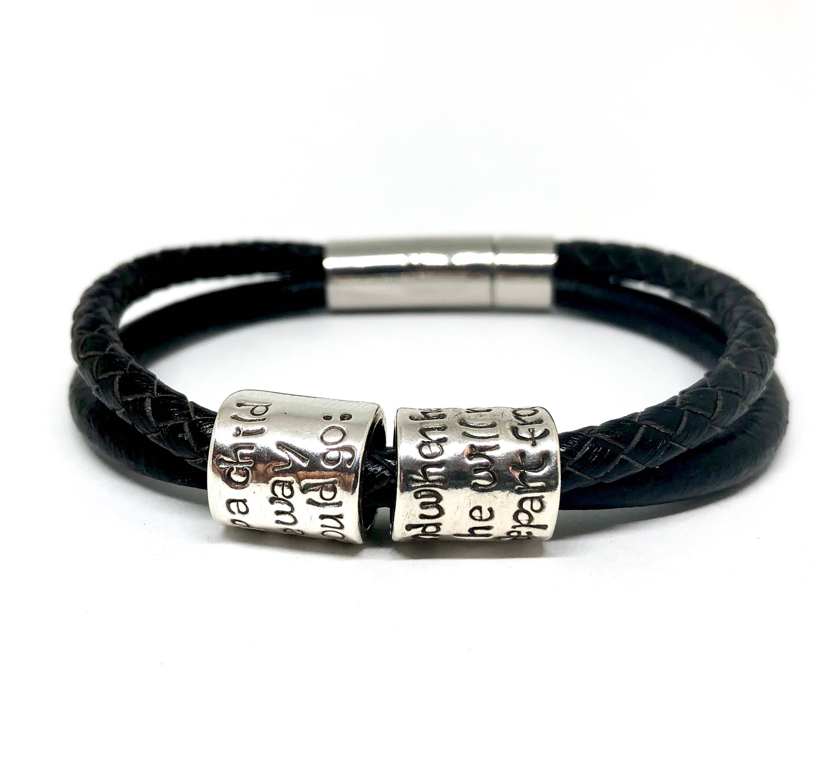 Inspirational Mens Gift, Father&#39;s Day Gift From Wife, Father&#39;s Day Gift From Kids, Personalised Men&#39;s Gift, Mens Leather Bracelet, Custom