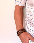 Unisex Leather Bracelet, Gifts for Him, Customised Cuff Bracelet, Mixed Gemstone Beads Bracelet Personalised