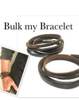 Mens Personalised Leather Bracelet, Double 6mm Braided Leather Bracelet and Personalised Silver Name Bead Bracelet . Mens leather bracelet