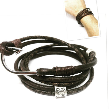 Fishing Gifts For Men, Fishing Bracelet, Viking Jewelry, Hook Bracelet, Mens Gift, Nautical Bracelet, New Dad Gift, Leather Wrap Bracelet