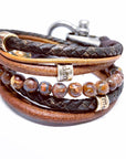 Mens Beaded Bracelet, Personalised Valentines Gift, Personalised Jewellery for Men, Leather Gemstone Wrap, Lederarmbänder Männer