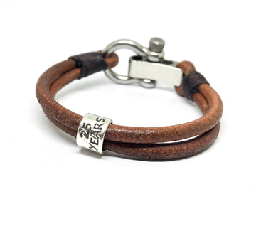 Mens Jewelry, Gift for Him, Mens Bracelet, Gift for Dad, Silver Charm Bracelet, Fathers Day Gift, Men Leather Bracelet, Mens Wrap Bracelet