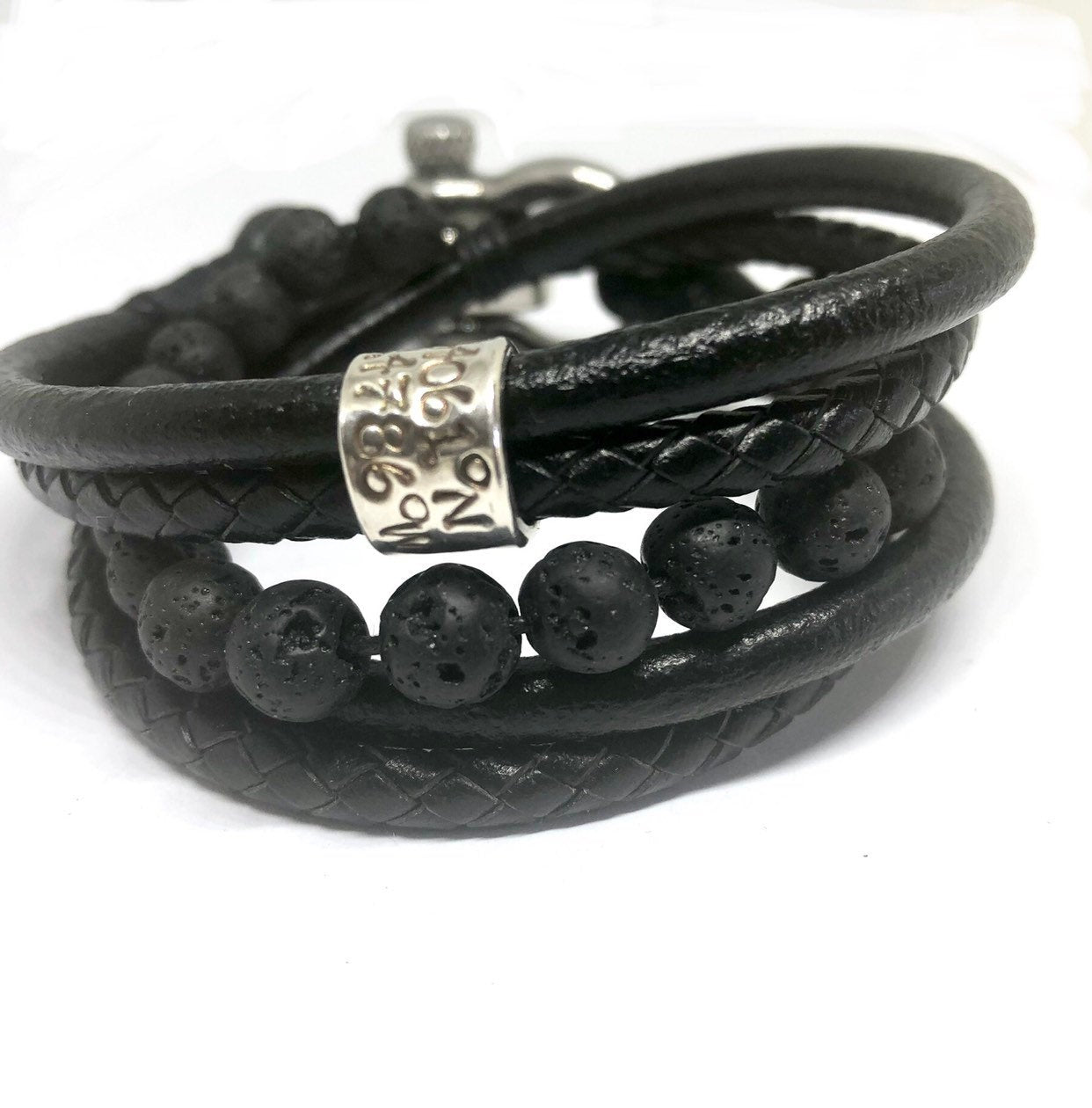 Mens Bracelet, Fathers Day Lava Beads, Gift For Him, Mens Jewellery, Gemstone Beads, Black beaded Bracelet, Men Beaded Bracelet, Mens