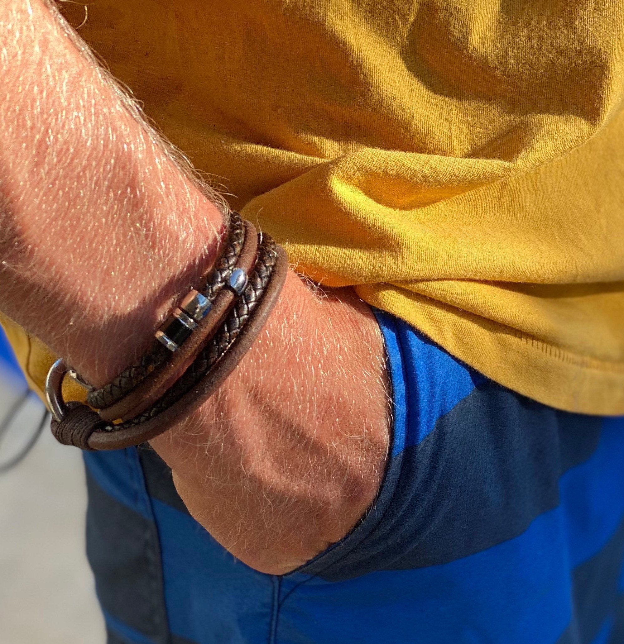 Custom Bracelet, Layered Leather Cuff, Personalised Gift for Him, Mens Leather Bracelet, Christmas Gift, New Dad, Mens Bracelet Personalized