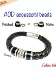 Mens Bracelet, Personalised Custom Jewellery for Dad, 60th Birthday Gift for Man Leather Bracelet, Man Engrave Bracelet Wrap, Stepdad Gift