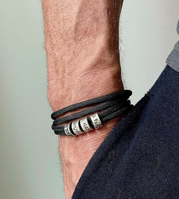 Paracord Name Bracelet, Mens Vegan Personalised Bracelet, Rope Survival Bracelet