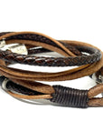 Vintage Style Brown Personalized Leather Wrap Around Bracelet, Custom Engraved Leather Bracelet, Custom Leather Bracelet Men, Bracelet Homme