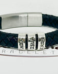 Black Braided Leather Bracelet, Custom Leather Bracelet Men, Black Leather and Silver Bracelet, Bracelet Homme