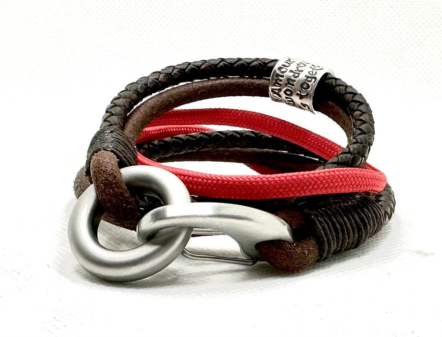 Brown Leather and Paracord Wrap Cremation Bracelet for Men, Urn Bracelet, Memorial Bracelet Keepsake for Ashes