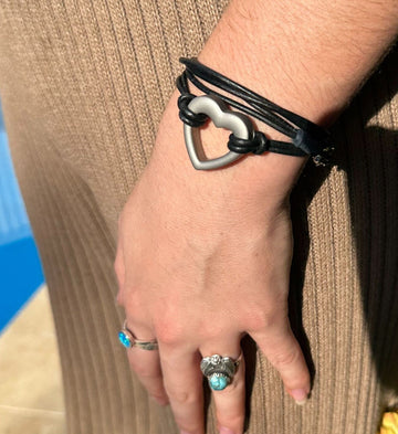 Timeless Keepsake: Black Leather Cords Cremation Jewelry Bracelet, Heart-Shaped Urn Ashes Bracelet, Memorial Jewelry Keepsake,
