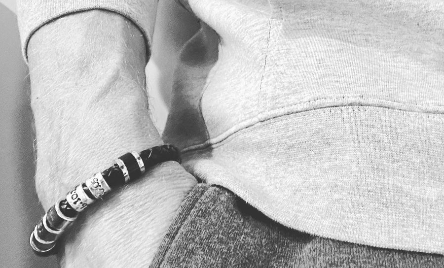 Black Braided Bracelet Miscarriage Gift Or Loss Of Father, Husband Bracelet, Mens Braided Leather Bracelet With Custom Engraved Beads