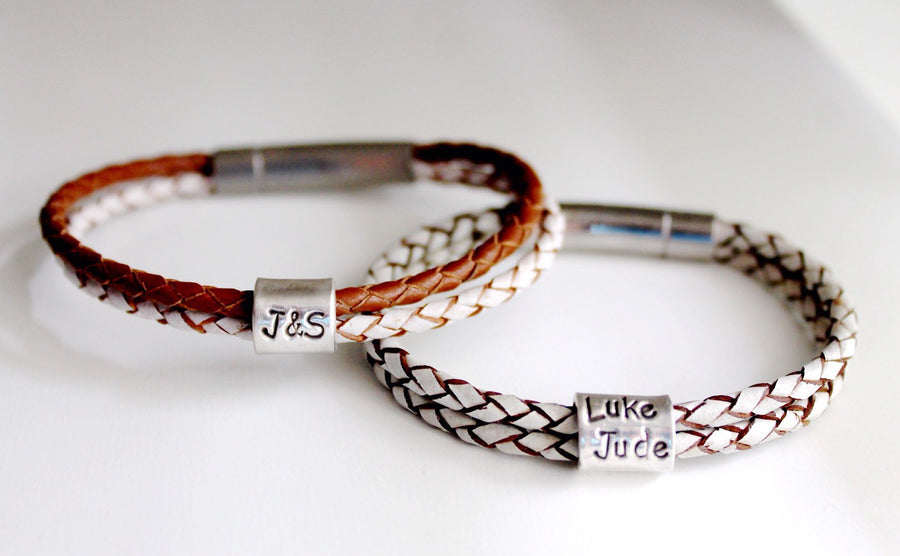 Childrens Personalised Bracelet - Single Leather Wrap